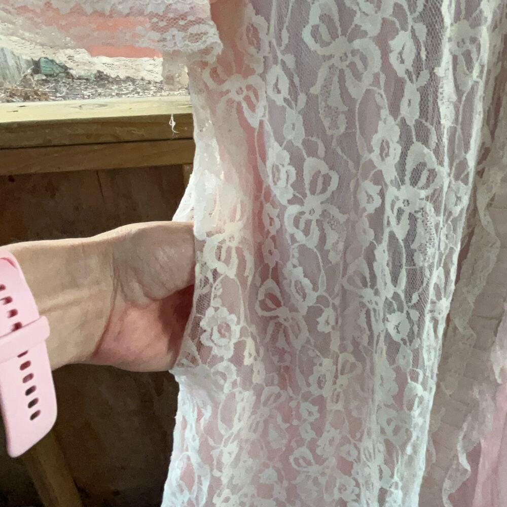 Odette Barsa Women's Vintage Peignoir Pink Lace Robe Dressing Gown Size S - Picture 6 of 11